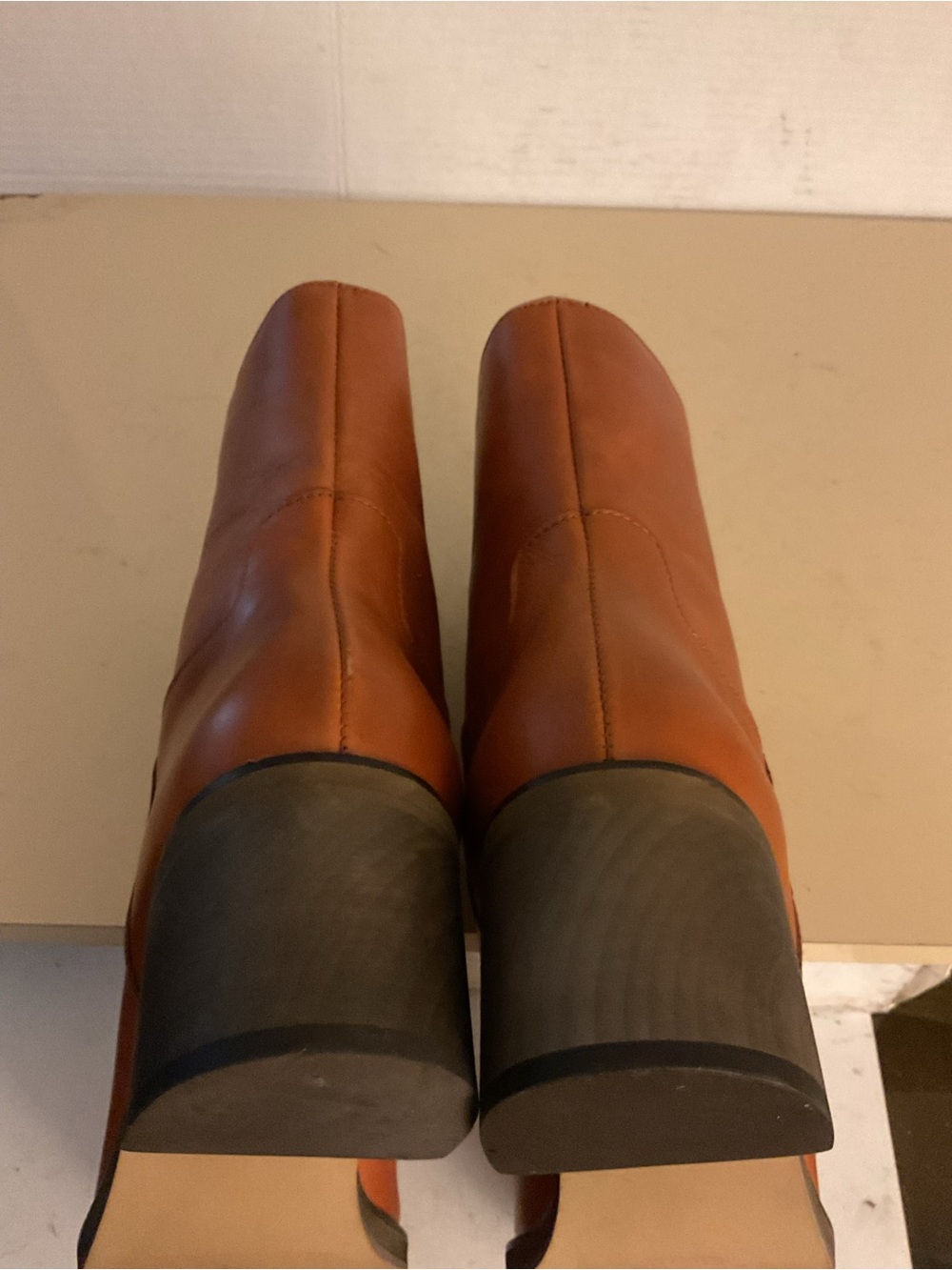 Free People women Cognac Leather Heeled Boots US 9 - Picture 9 of 14